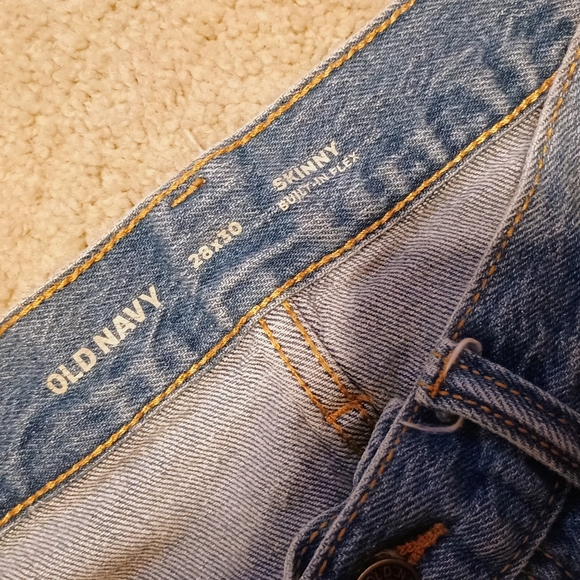 Lot Of‎ 2 Old Navy Jeans Mens 28x30 Black Skinny And Blue Skinny Built In Flex - Picture 7 of 9